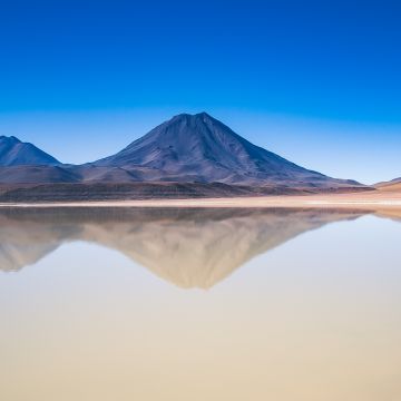 Lascar Volcano, San Pedro de Atacama, Chile, Body of Water, Lake, Reflection, Blue Sky, Plateau, Landscape, Mountain range