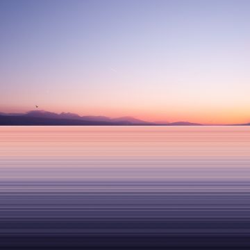 Silhouette, Mountains, Sunset, Body of Water, Long exposure, Pattern, Clear sky