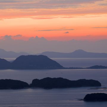 99 Islands, Kujūku Islands, Nagasaki Prefecture, Sasebo, Japan, Orange sky, Sunset, Landscape, Evening, Clouds, Travel, Tourist attraction