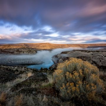 Deschutes River, Oregon, Landscape, Plateau, Fog, Long exposure, Early Morning