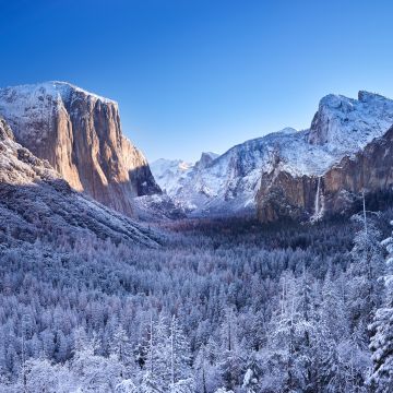 Yosemite National Park, Winter, Mountains, Sunny day, Landscape, California