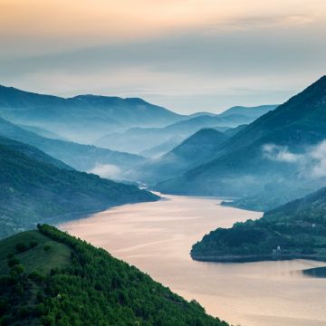 Kardzhali Reservoir, Bulgaria, Arda River, Landscape, Sunrise, Misty, Hill Station, Mountains, Green Trees, Scenery, 5K
