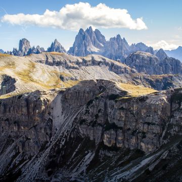 Tre Cime di Lavaredo, Dolomites, Mountain range, Italy, Landscape, Mountain Peaks