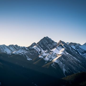 Sulphur Skyline Trail, Jasper National Park, Canada, Mountain range, Snow covered, Glacier mountains, Clear sky, Sun rays, Landscape, Peaks, 5K