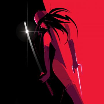 Elektra, Marvel Cinematic Universe, Marvel Superheroes, Red background, 5K