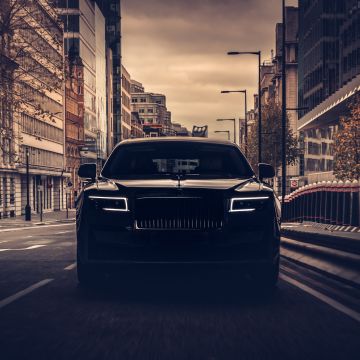 Rolls-Royce Ghost, Dark, 2021, Black cars, 5K