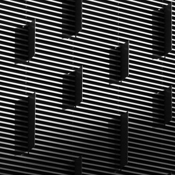 Gray Building, Grayscale, Pattern, Lines, Texture, Geometric, Monochrome, Stripes, 5K, Black and White