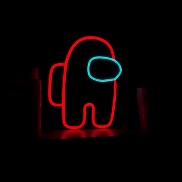 Among Us, AMOLED, Neon logo, iOS Games, Android games, PC Games, Black background