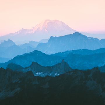 Cascade Range, Mountain range, Foggy, Morning, Layers, Mountains