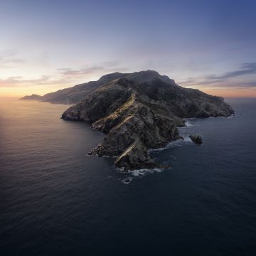 macOS Catalina, Stock, Mountains, Island, Evening, 5K
