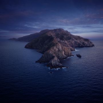 macOS Catalina, Cold, Mountains, Island, Night, Stock, 5K