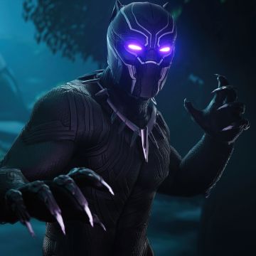 Black Panther, Skin, Fortnite, Dark, 2020 Games, Neon