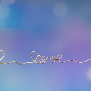 Love heart, Heart symbol, Golden letters, Bokeh, Aesthetic