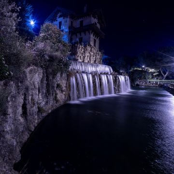 Cascade Gairaut, Gairaut waterfall, Historical landmark, Night, Nice, France