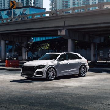 Audi RS Q8, White cars, Downtown, Miami, 5K