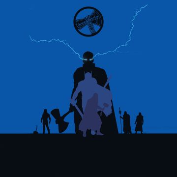 Thor, Minimal art, God of Thunder, Stormbreaker, Marvel Superheroes, Simple, Lightning