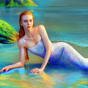 Mermaid, Beautiful, Girl, Paint, Vivid, Red hair, Portrait, Woman, Aesthetic