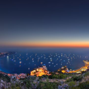 Monaco Yacht Show, City lights, Seascape, Skyline, Horizon, Long exposure, Sunset, Dusk, Aerial view