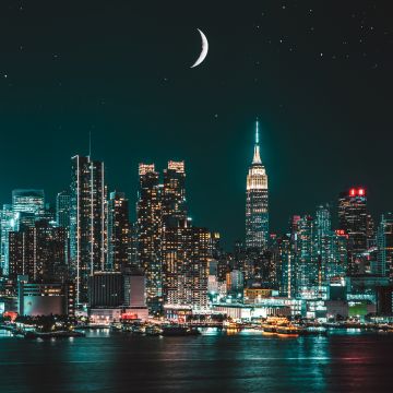 New York City, Skyscrapers, Night photography, Cityscape, Night, City lights