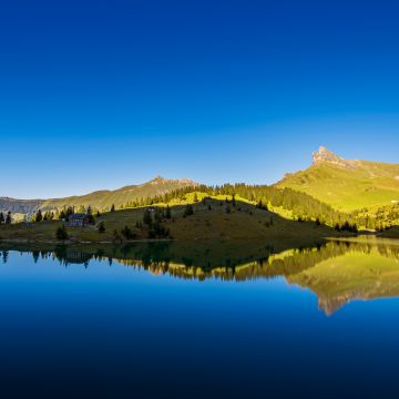 Lake Bannalpsee, Mountain Lake Idyll, Switzerland, Blue Sky, Clear sky, Landscape, Reflection, Reservoir, Scenery, Body of Water