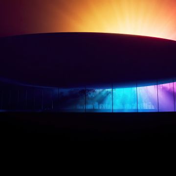 Steve Jobs Theater, Apple Park, Modern architecture, Colorful background