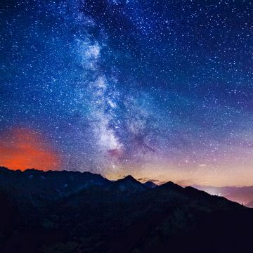 Milky Way, Starry sky, Astronomy, Night time, Outer space, Silhouette, Mountains, Landscape, Long exposure, Galaxy