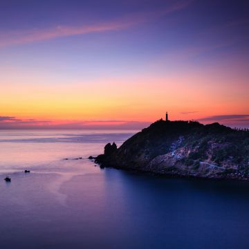 Lighthouse, Sunset, Dusk, Twilight, Seascape, Scenic, Ocean, 5K