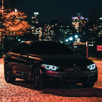 BMW M3, Black Edition, Night, City lights, 5K