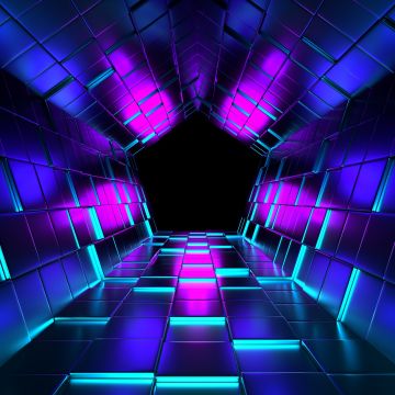 3D background, Shapes, Geometric, Pattern, Illustration, Purple, Dark blue, Vanishing point, Tunnel, Pentagon