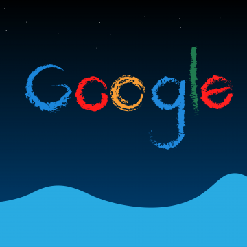Google, Logo, Typography, Night, Crescent Moon, Half moon, 5K, 8K