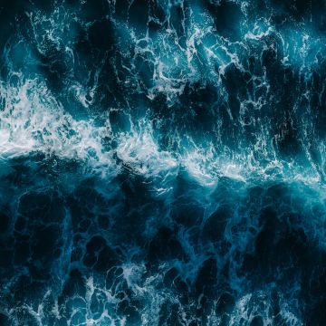 Sea waves, Aerial view, Blue Water, Pattern, 5K, Ocean