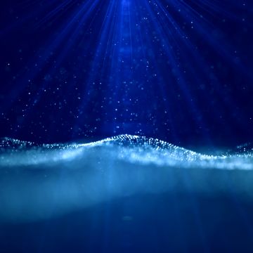 Digital Art, Waves, Blue background, Particles