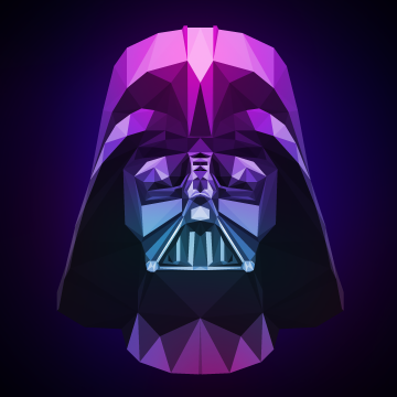 Darth Vader, Low poly, Artwork, Dark background, Purple