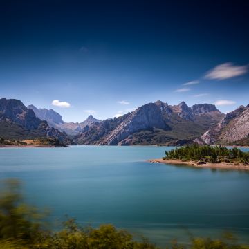 Picos de Europa, Spain, Mountain range, Blue Sky, Landscape, Lake, Long exposure, Daytime