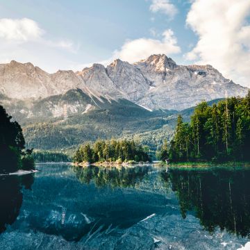 Lake, Mountains, Forest, Reflection, Scenery, Grainau, Deutschland