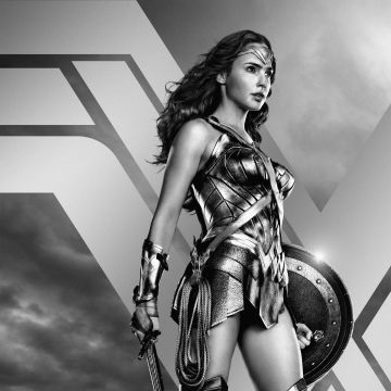 Wonder Woman, Monochrome, Zack Snyder's Justice League, Diana Prince, Gal Gadot, DC Comics, DC Superheroes, 2021 Movies, Black and White