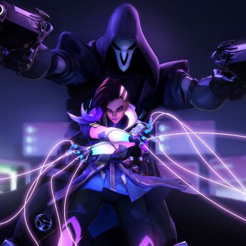 Sombra, Reaper, Overwatch, Neon