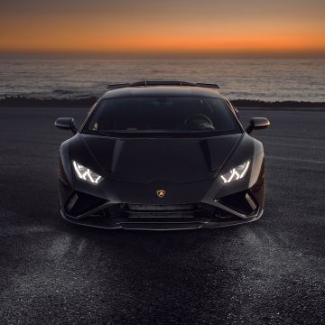 Novitec Lamborghini Huracán EVO RWD, Black cars, Sunset, 2021, 5K, 8K