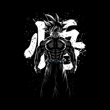 Goku Musculoso, Dragon Ball Z, AMOLED, Minimalist, Black background, 5K