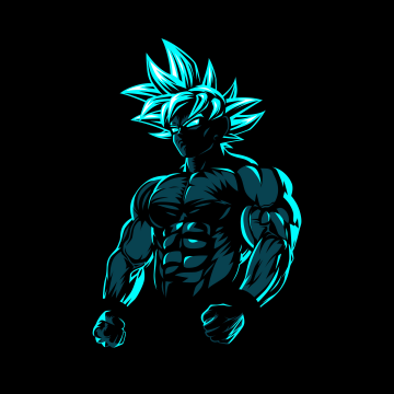 Goku, Beast Mode, AMOLED, Black background, Minimalist