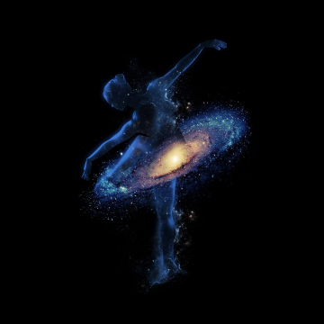 Galaxy, Dance, Girl, Dream, Astronomical, Black background