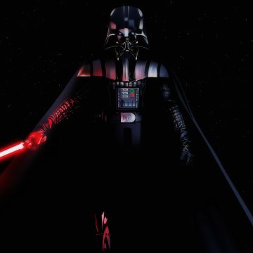 Darth Vader, Black background, Star Wars, Lightsaber, AMOLED