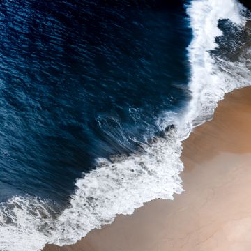 Coastal, Ocean Waves, Aerial view, Landscape, 5K, Seashore, Beach