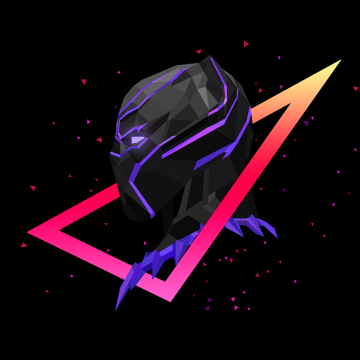 Black Panther, AMOLED, Marvel Superheroes, Low poly, Artwork, Black background