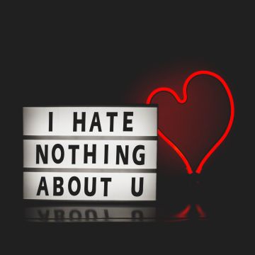 I Hate Nothing About U, Typography, Dark background, Neon, Love heart