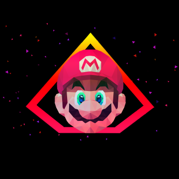 Super Mario, AMOLED, Low poly, Artwork, Black background