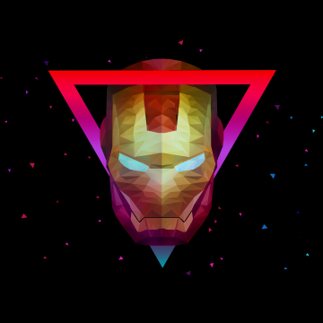 Iron Man, Geometric, Marvel Superheroes, AMOLED, Low poly, Artwork, Black background