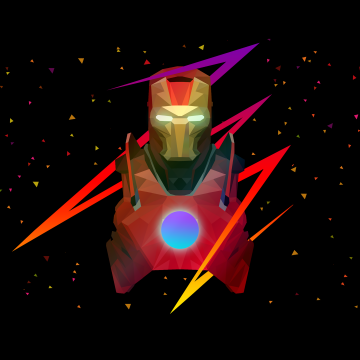 Iron Man, Digital Art, Marvel Superheroes, AMOLED, Low poly, Black background