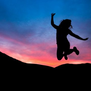 Person, Silhouette, Sunset, Jumping, Mood, Happy, Joy