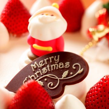 Merry Christmas, Santa Claus, Strawberry dessert, Cute Christmas, Bokeh, Cute Christmas, Navidad, Noel